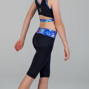 Scout Active Charlie Wide Waist Band 3/4 Legging Girls - Coral Coast & Black - Side