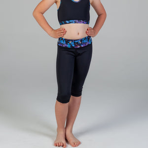 Scout Active Charlie Wide Waist Band 3/4 Legging Girls - Florida Floral & Black