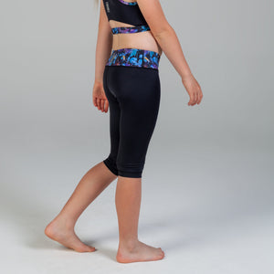 Scout Active Charlie Wide Waist Band 3/4 Legging Girls - Florida Floral & Black - Side