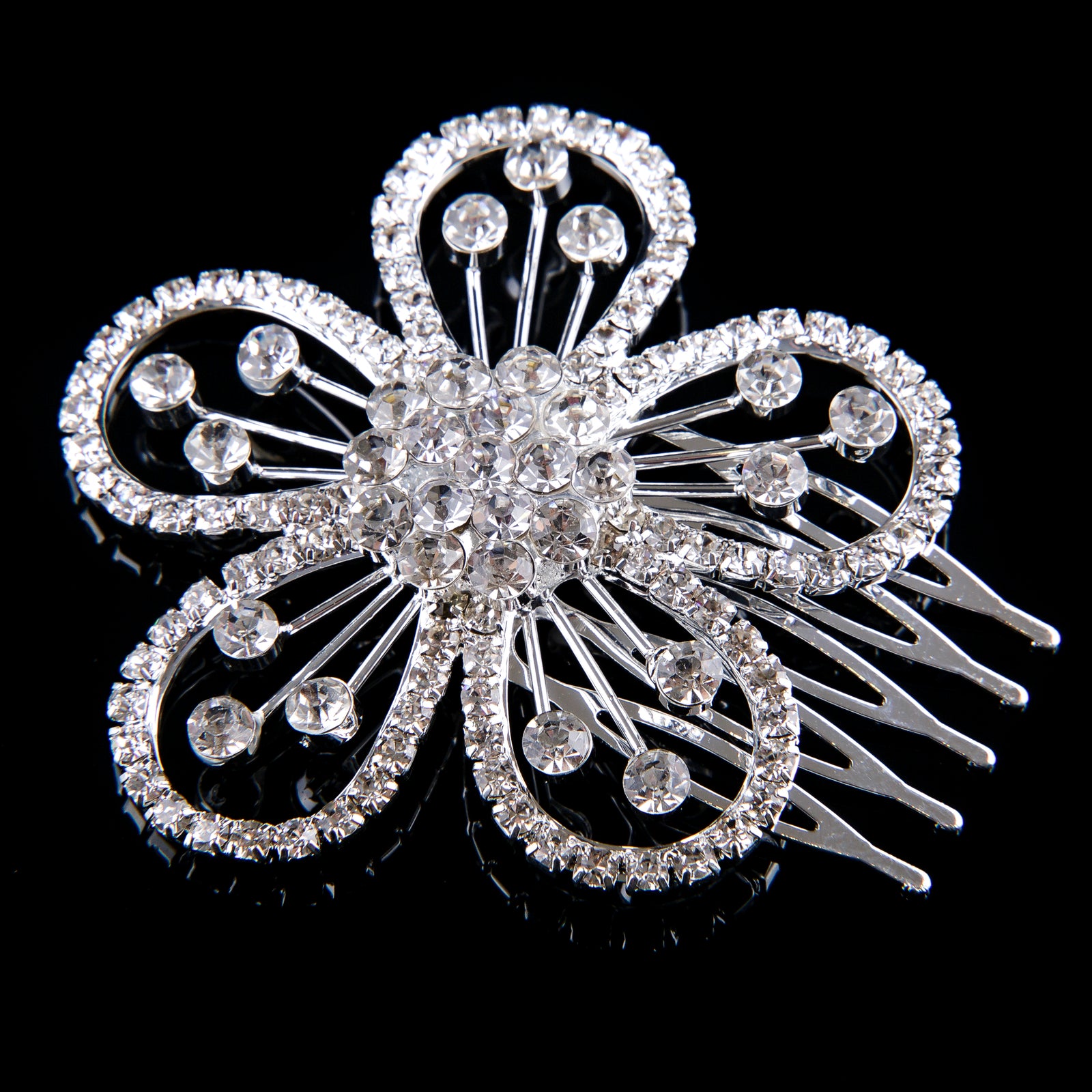 Mad Ally Rhinestone Flower Comb