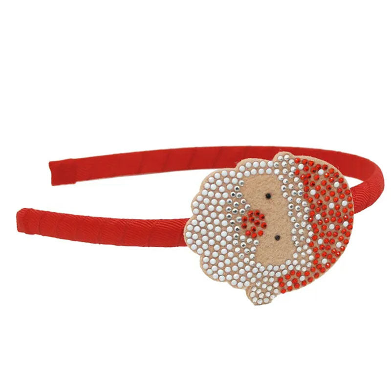 Pink Poppy Rhinestone Santa Headband - Christmas Headband